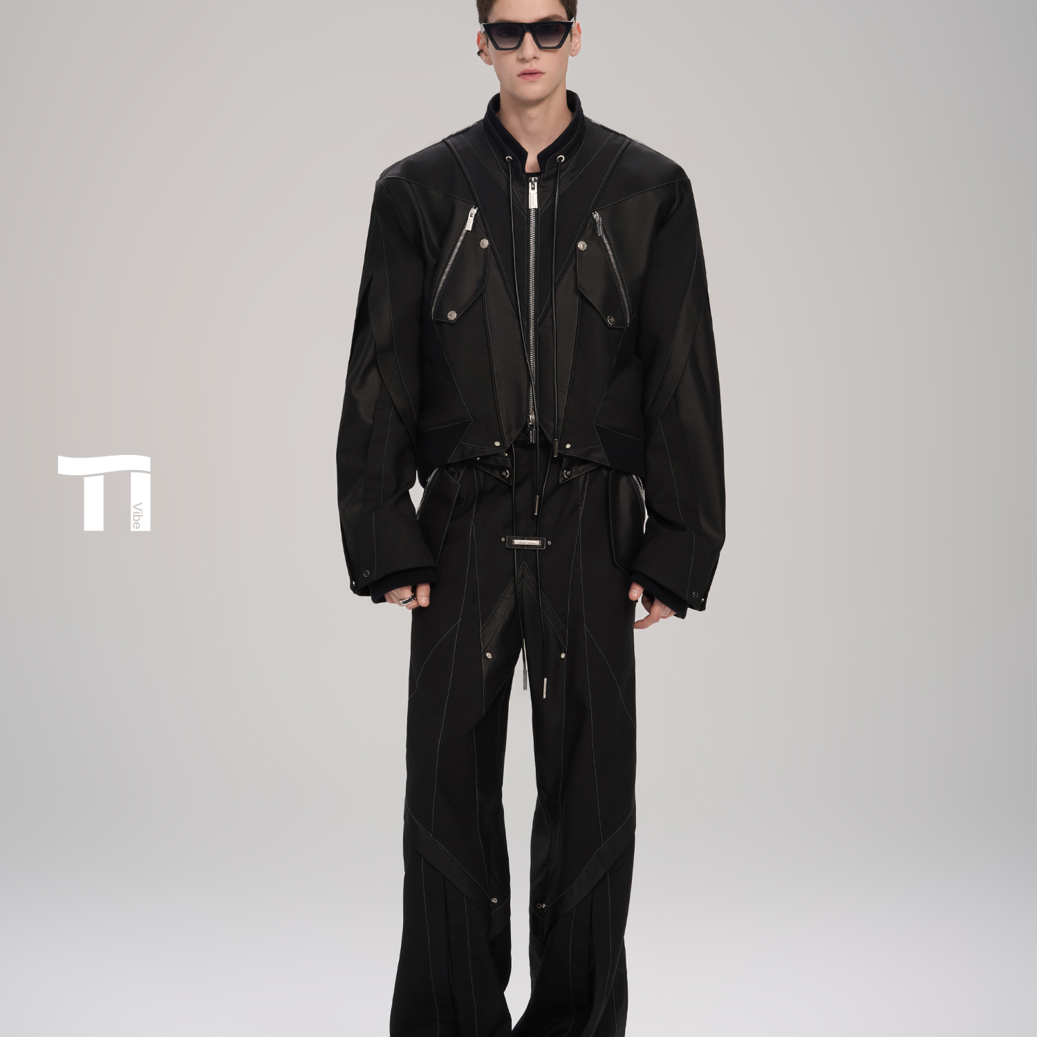 启世录TIWILLTANG“浮翳掣洇”解构拼接短夹克套装