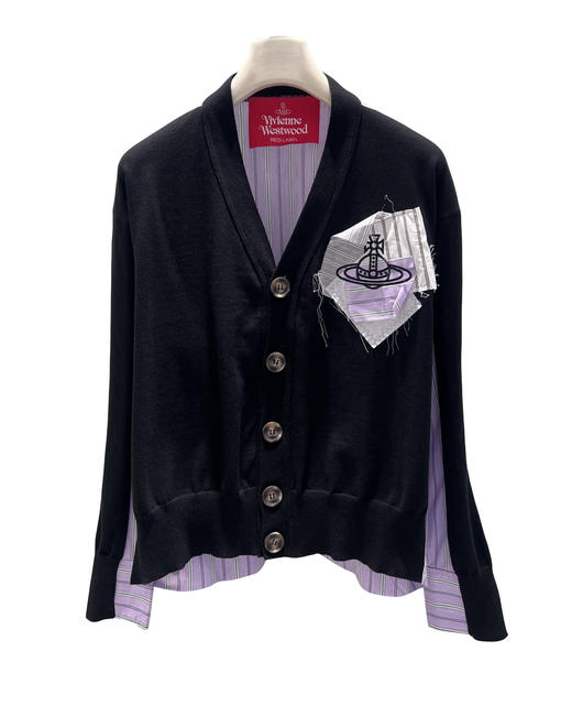 女款毛边刺绣拼接衬衫针织开衫he 商品图0