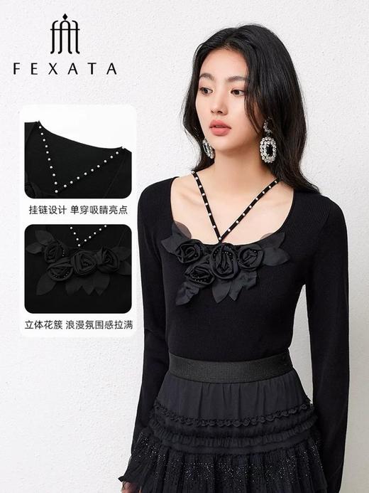 3楼FEXATA服饰(新百)     法式立体花钉珠针织上衣 商品图2