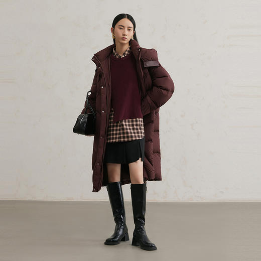 NEELLY纳俪商场同款冬季新款翻领直筒连帽羽绒服女简约通勤外套N25114L04599 商品图2