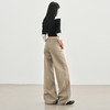 罗蒙秋冬牛仔裤女士美式卡其色高腰直筒百搭宽松显瘦阔腿拖地长裤子 商品缩略图4