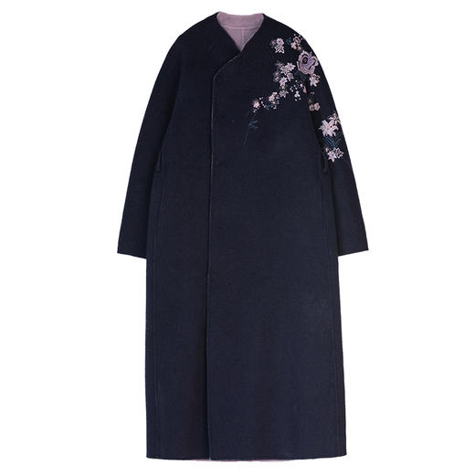 牧衣游原创 手工刺绣双面呢长外套轻盈软糯保暖气质毛呢大衣 伏山 商品图4