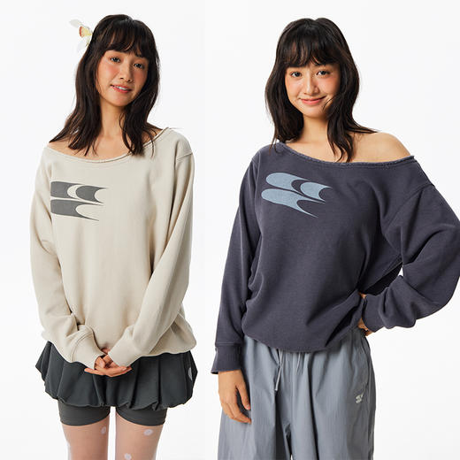 CryingCenter一字斜肩logo卫衣软糯加绒休闲显瘦秋装上衣长袖女款 商品图0