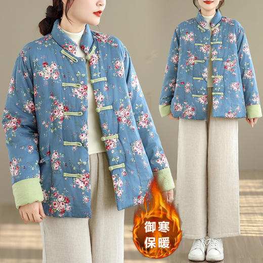 GYH 6255花棉袄加厚保暖宽松大码棉衣棉服新中式棉花袄 商品图0
