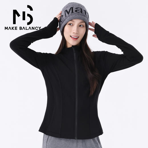 Makebalancy/慕柏郦长袖立领女上衣修身瑜伽保暖外套春秋休闲1996 商品图3