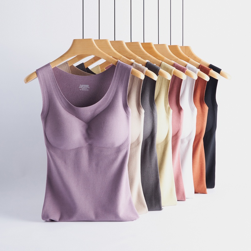 WEYO竖条德绒系列女士保暖打底背心，自带胸垫，保暖舒适，A0912