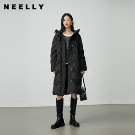 NEELLY纳俪商场同款冬新款休闲连帽羽绒服女百搭通勤宽松长款外套N25104L04413