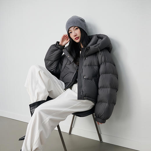 NEELLY纳俪商场同款冬季新款休闲随性短款羽绒服女简约保暖外套N25104L05516 商品图3