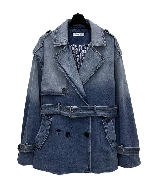 女款水洗棉牛仔风衣外套la010 商品图0