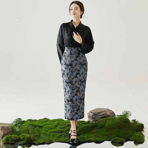 FUYAO扶摇 盘扣立领醋酸衬衫女新款复古气质国风小衫别致长袖衬衣 商品图4