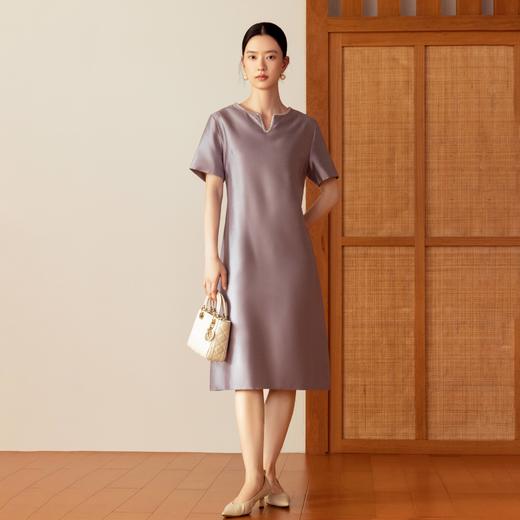 西子/【雾紫千金】高级轻奢丝毛小香风紫色连衣裙/CQTJ333 商品图0