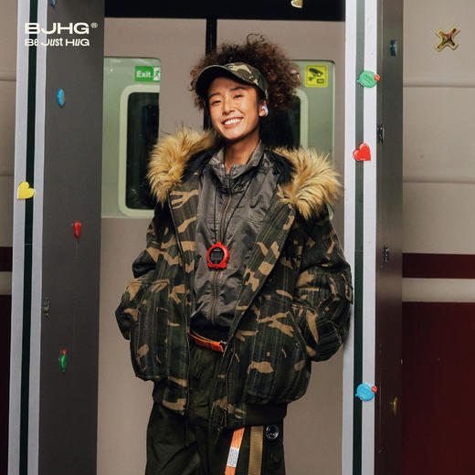 BJHG不计后果美式棉服男款冬季保暖防寒服做旧迷彩毛领夹克外套女 商品图1