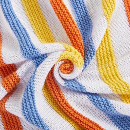 出口北欧转内销！【纯棉针织毯】每一根纱线都经过精梳工艺，触感细腻亲肤；采用针织工艺编织，条纹纹理清晰立体！WD 商品图7