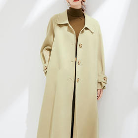 「自」全新升级【铂金会员441/天猫599/差价158】(03018)洛诗琳英伦风双面羊毛大衣2025秋冬显瘦单排扣加长款外套