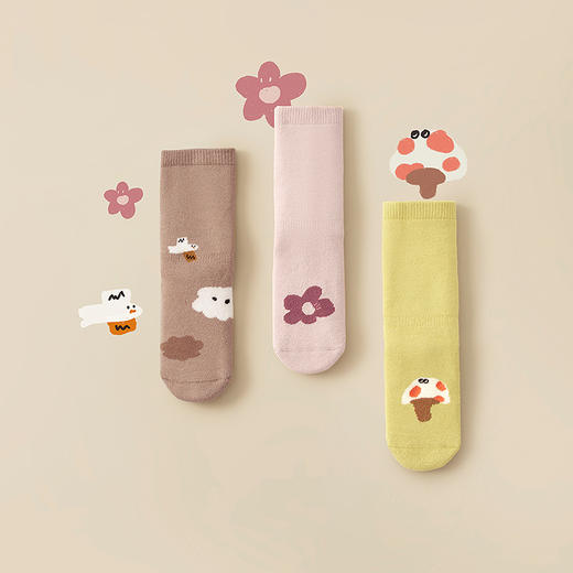 【3双装】迷你巴拉冬新款儿童舒暖袜宝宝可爱棉保暖袜子 商品图2