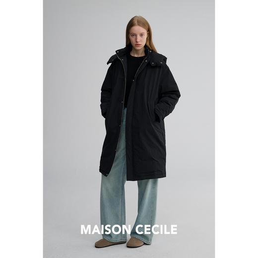 MAISON CECILE 90白鹅绒轻盈保暖厚实舒适过膝长款连帽羽绒服外套 商品图5