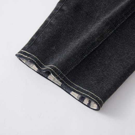 谜底牛仔裤九分裤2025冬季新品复古纹理原创印花加厚女254MJ1504 商品图3