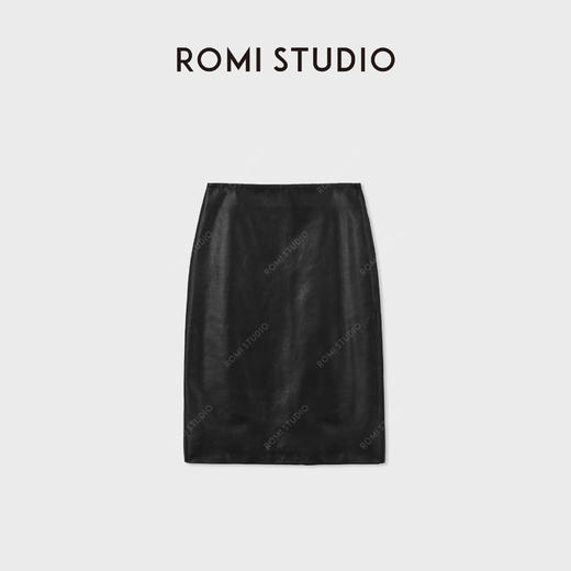 ROMI STUDIO“棕标系列”植鞣羊皮高腰直筒哑光皮半裙RWCWXG6669 商品图0