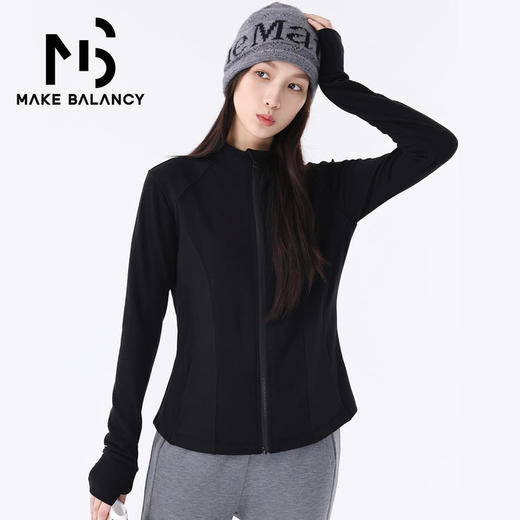 Makebalancy/慕柏郦长袖立领女上衣修身瑜伽保暖外套春秋休闲1996 商品图1