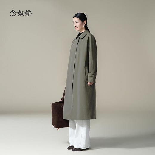 【商场同款】CNG5362 “悠然风衣”  苔藓绿色低调自然 显瘦中长风衣 商品图1