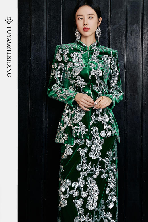 【定制款】中国风重工钉珠亮片西装轻奢丝绒唐装 【不支持退换】 商品图5