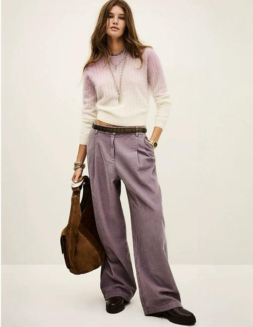 杨采钰法国𝐁𝐒灯芯绒紫色直筒裤阔腿裤101708 商品图2