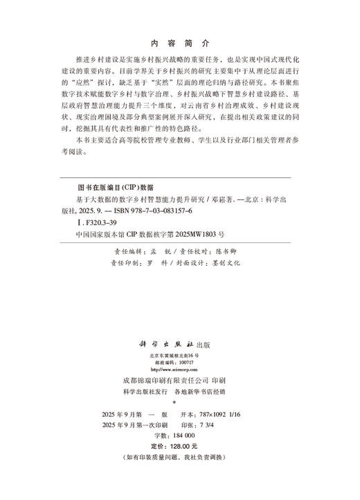 基于大数据的数字乡村智慧能力提升研究 商品图2