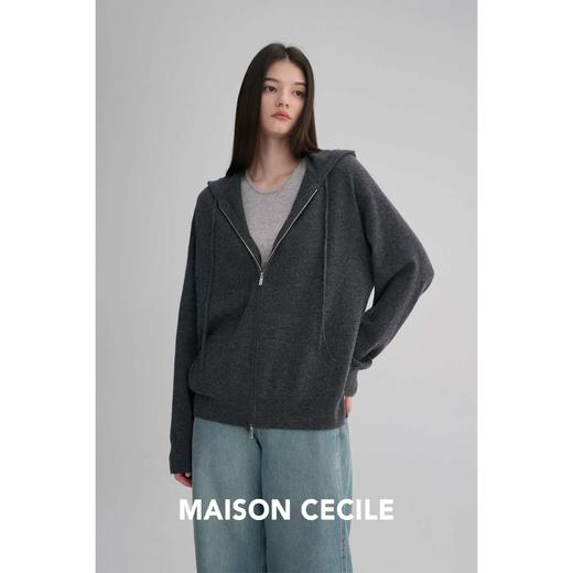 MAISON CECILE两色|高支羊绒羊毛混纺软糯保暖极简拉链式针织开衫 商品图1