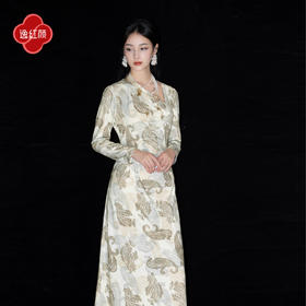 逸红颜清浔2025秋新款赵露思许我荣耀同款氛围奶油白丝绒连衣裙女