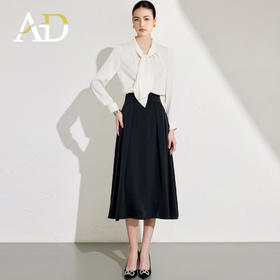 AD衬衫2025新款光泽感面料飘带装饰白上衣女设计感微宽松休闲衬衣