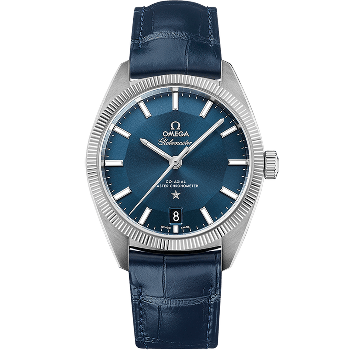 欧米茄星座系列 尊霸腕表 39毫米, 精钢表壳 搭配 皮表带