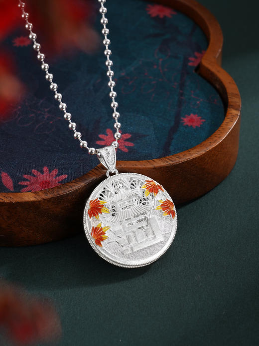 子佩集S990银【长沙枫景】套链项链【DSDZ008】纯银花丝珐琅彩大师工坊原创作品2510 商品图3