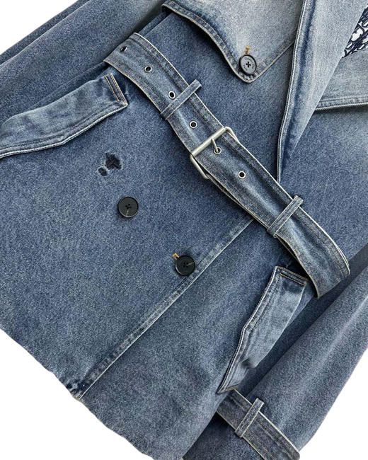 女款水洗棉牛仔风衣外套la010 商品图2