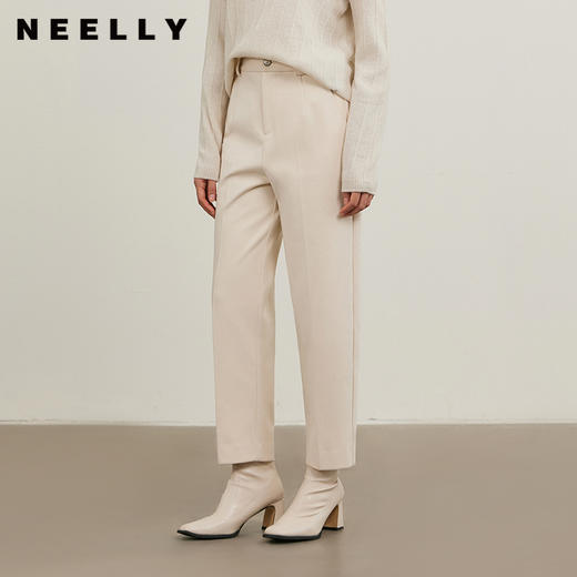 NEELLY纳俪商场同款冬新款直筒加绒显瘦西装裤女百搭修饰腿型长裤N25114H04575 商品图0