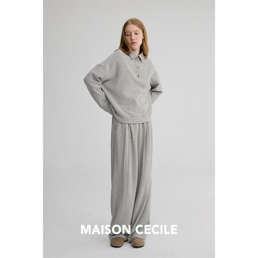 MAISON CECILE 两色|含羊毛舒适运动风polo领上衣/松紧腰阔腿神裤 商品图3