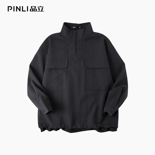 PINLI品立2025秋季新款半拉链立领卫衣美式潮牌宽松休闲男士上衣B253109103 商品图3