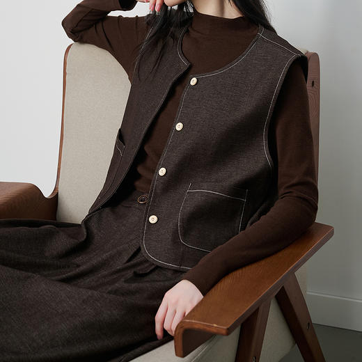 NEELLY纳俪商场同款冬新款气质复古氛围感两件套女马甲半身裙套装N25104Z07709 商品图3