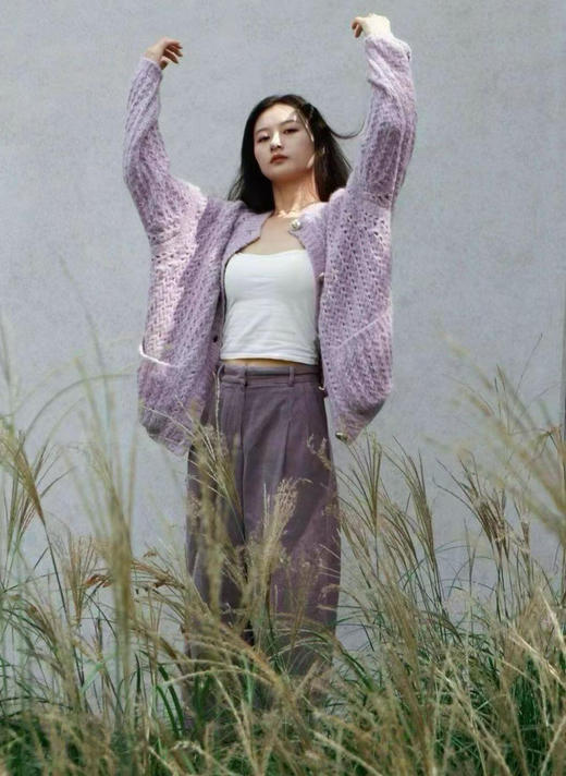 杨采钰法国𝐁𝐒灯芯绒紫色直筒裤阔腿裤101708 商品图5