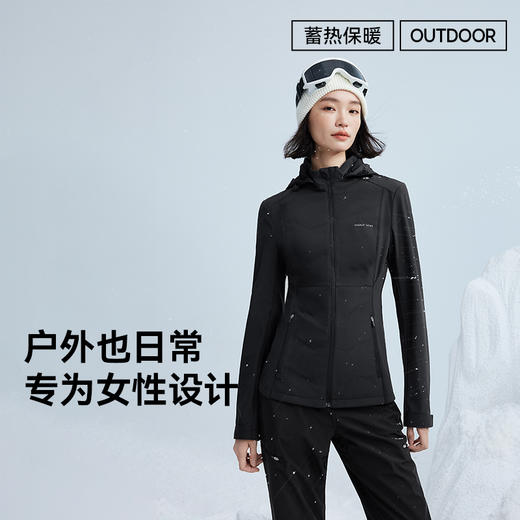 MOLYVIVI修身羽绒软壳外套女2025秋冬新款户外防风防雨水登山服 商品图3