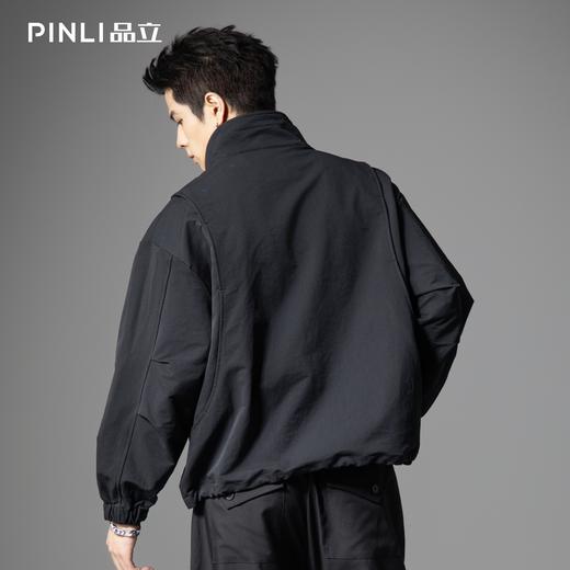 PINLI品立2025秋季新款男士宽松可翻高领纯色休闲梭织茄克外套潮GD253104150 商品图3