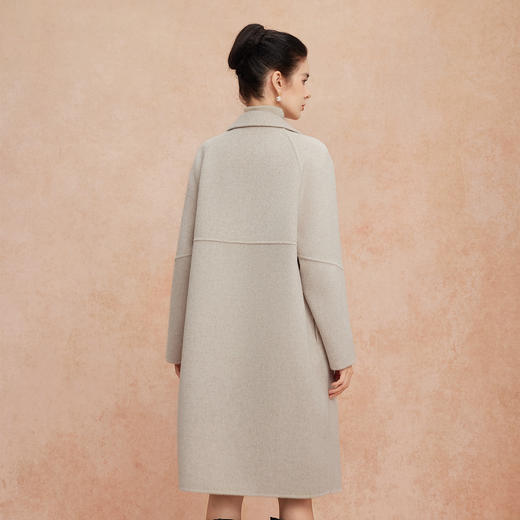 QH901斯尔丽25新款高支纯羊毛双面呢放松廓形设计感磨砂扣时尚大气大衣 商品图7