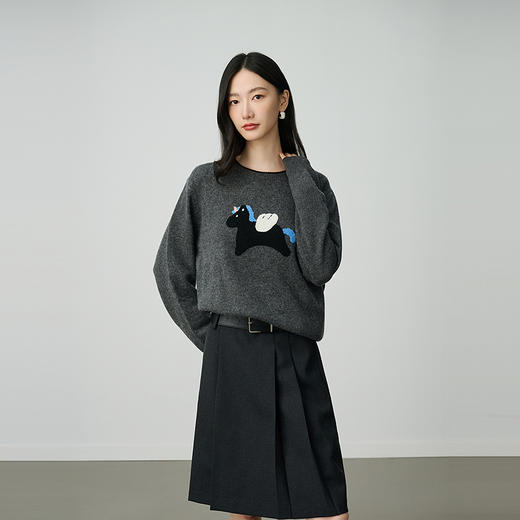 NEELLY纳俪商场同款冬新款时尚百搭卡通趣味针织衫女减龄休闲上衣N25104A07717 商品图3