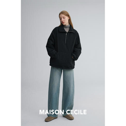 MAISON CECILE 两色|宽松保暖套头立领两穿半开襟大口袋卫衣棉服 商品图3
