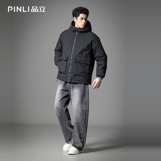 PINLI品立2025秋冬新款工装连帽棉衣外套潮牌休闲宽松男保暖棉服GD253105162 商品图1
