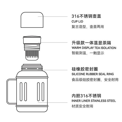 茗元素 金银时代 系列580ml小胖墩焖茶壶一人壶316不锈钢 商品图3
