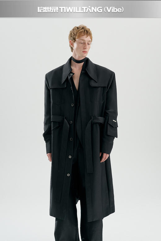 启世录TIWILLTANG“格律不羁”先锋廓形大衣 商品图5