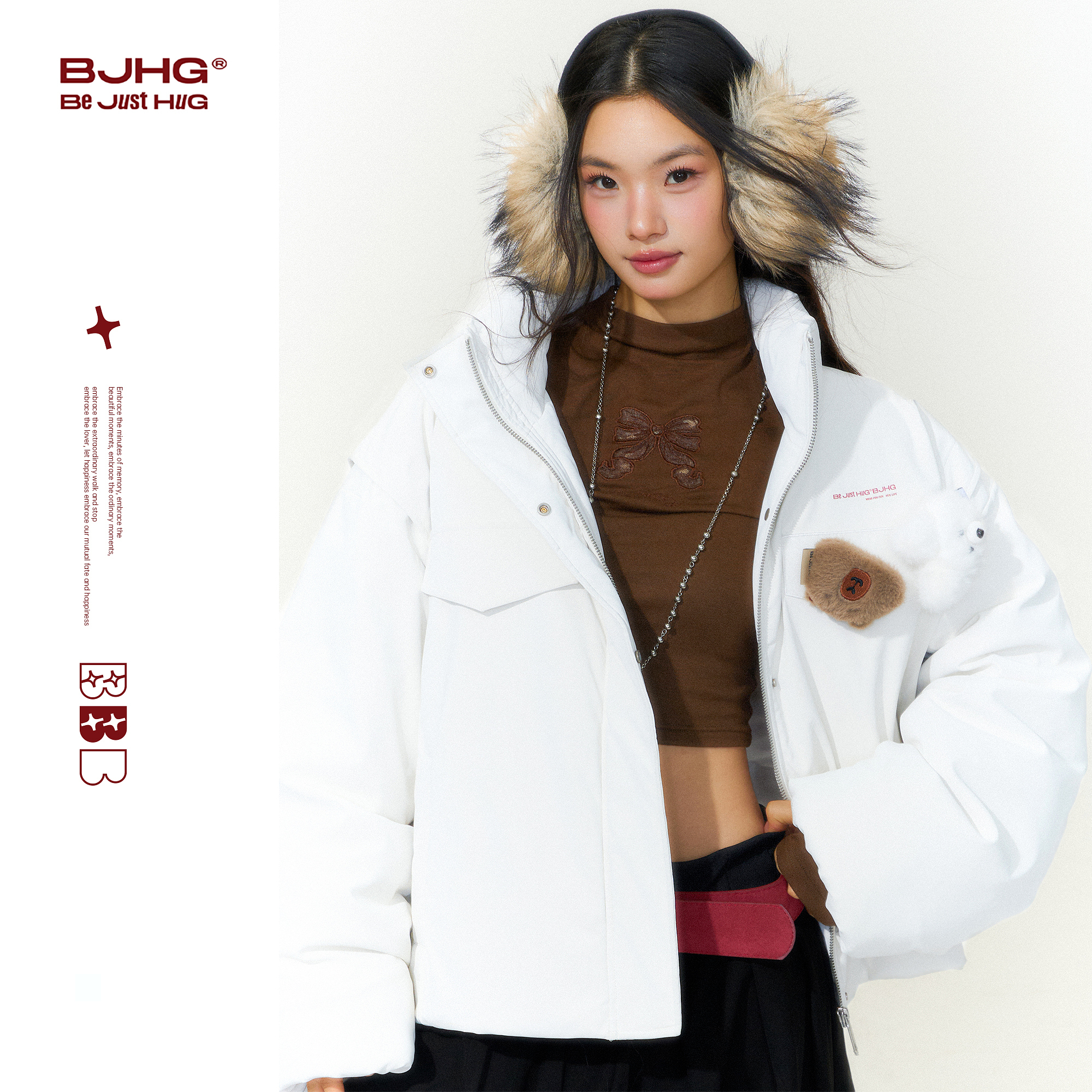 BJHG不计后果珠光皮羽绒服女冬季新款90绒可调节长短防寒厚外套男