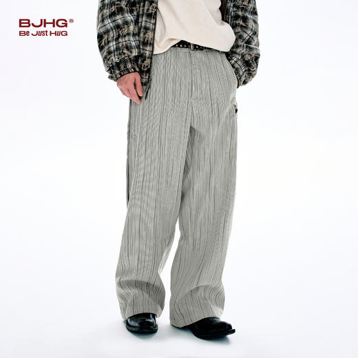 BJHG不计后果灯芯绒裤子男款冬2025新款竖条纹加绒休闲直筒长裤女 商品图1