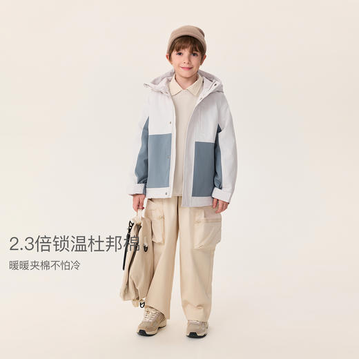 【无氟防泼水】马克珍妮男童轻盈防护夹棉软壳外套2025年秋装新款551235 商品图3