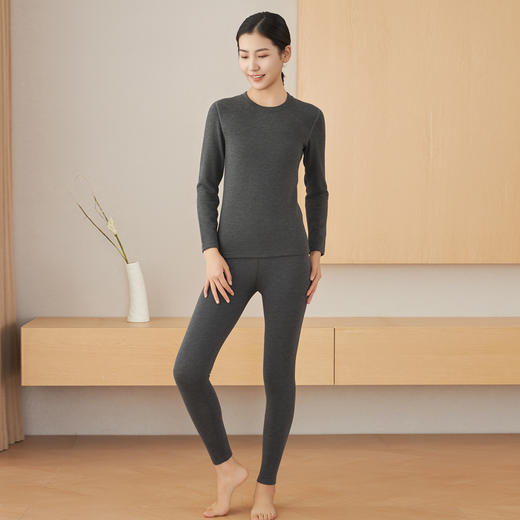 【德绒授权 德国进口纱线 添加羊毛和蚕丝】男女款双面德绒自发热保暖内衣套装 商品图8